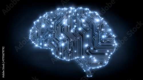 Digital brain circuit board representing artificial intelligence and technology