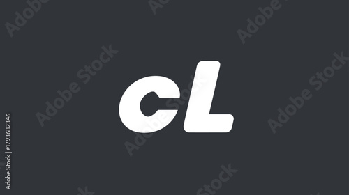 Modern minimalist cL lettermark icon. White lowercase 'c' and uppercase 'L' on a dark grey background, simple graphic design element.