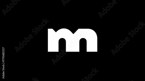 Minimalist lowercase 'm' letter graphic on black background. Modern alphabet character design, simple typography, monogram element.