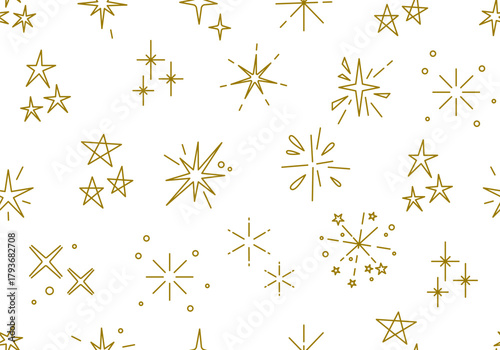 Golden star seamless pattern for Christmas and New Year background. Seamless pattern. Stars texture. Merry Christmas and Happy New Year design. Winter holiday. Happy holiday. Decor for the New year