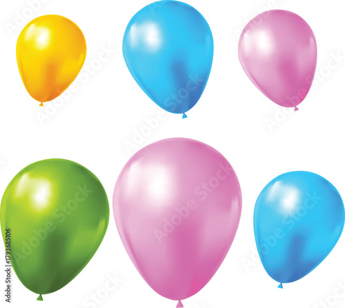 Vibrant and Festive Collection of Colorful Balloons on White Background