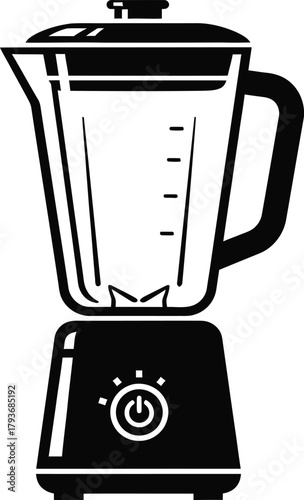 Black Silhouette of a Kitchen Blender with Control Panel kitchen appliance food processor