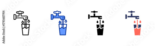 Safe Drinking Water icon sheet multiple style collection