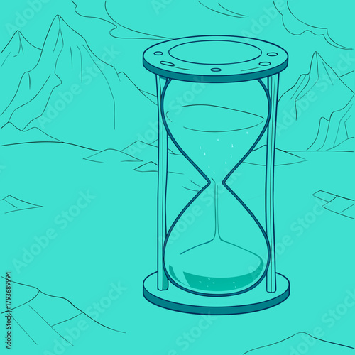 Hourglass vector illustration showing sand timer measuring the passage of time