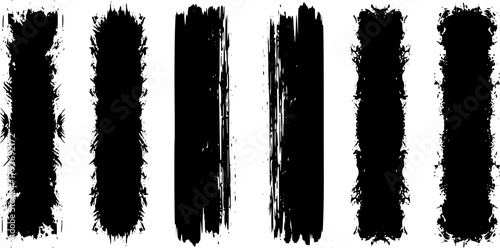 Five vertical grunge borders with distressed edges on a white background