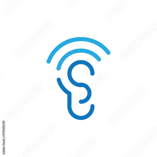 Tableau sur toile the image shows a design of letter S that shapes like an ear with sound waves in blue color that can be used for hearing aids product logo