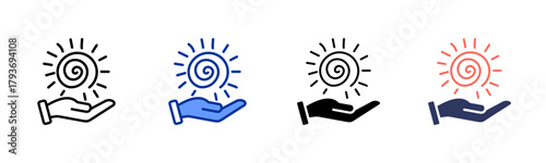 Reiki Energy Healing icon sheet multiple style collection