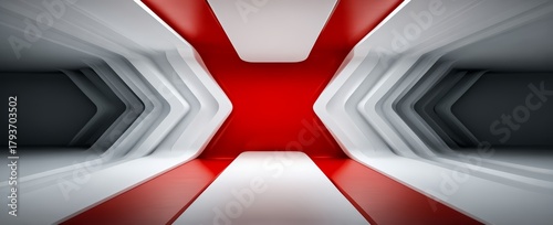 White and red X is displayed on a white background. The X is made up of two arrows pointing in opposite directions