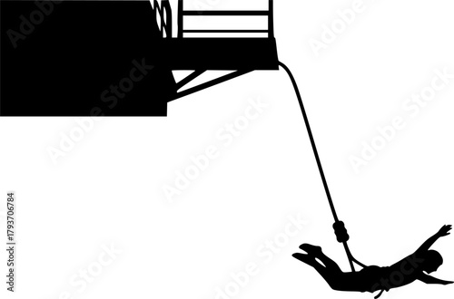 Bungee jumping silhouette, Bungee jumping vector, Bungee jumping, Bungee jumper vector silhouettes set