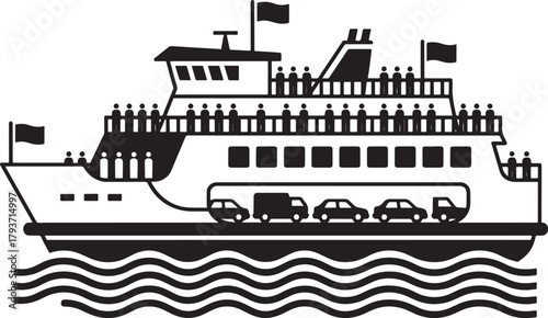 Ferryboat with Cars and Passengers
