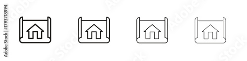 Architecture plan icon design elements. Outline icon with editable stroke. Vector