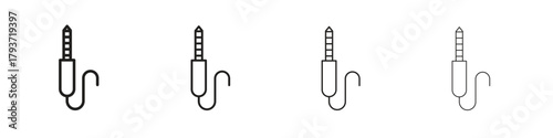 Audio jack icon design elements. Outline icon with editable stroke. Vector