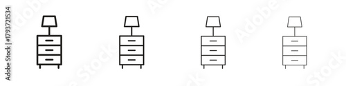 Bedside table icon design elements. Outline icon with editable stroke. Vector
