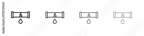 Broken pipe icon design elements. Outline icon with editable stroke. Vector
