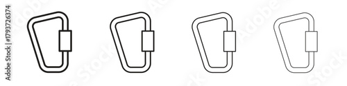 Carabiner icon design elements. Outline icon with editable stroke. Vector