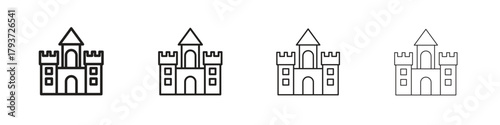 Castle icon design elements. Outline icon with editable stroke. Vector