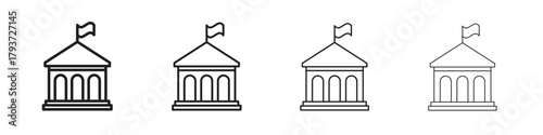 City hall building icon design elements. Outline icon with editable stroke. Vector