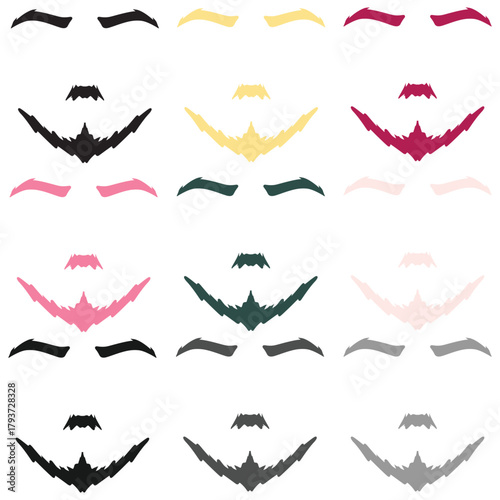 Vector clip art set of eyebrows, mustache, and beard. can editable for your design needs