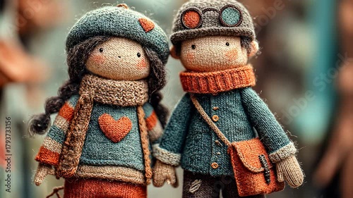 Handmade Doll Art: Cute Knitted Textile Soft Toys for Children – Whimsical Characters and Fashion Accessories in Studio Photography