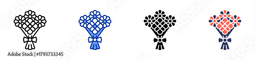 Flower Arrangement icon set multiple style collection