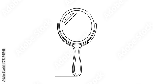 Illustration of a hand mirror with an oval reflective surface drawn
