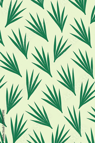 Minimalist Seamless Pattern with Green Leaves.