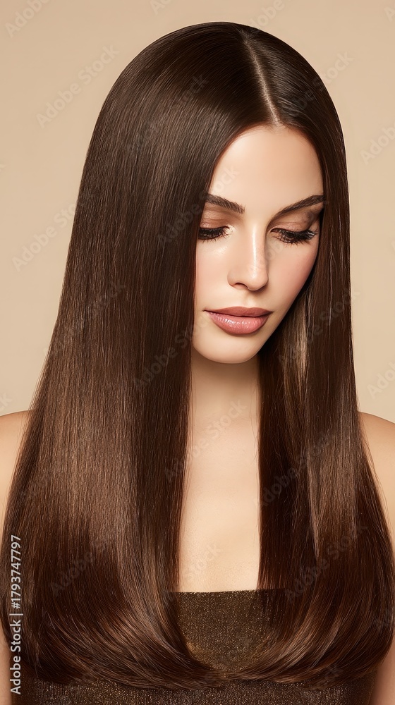 Obraz premium Sleek and Shiny Long Hair Portrait