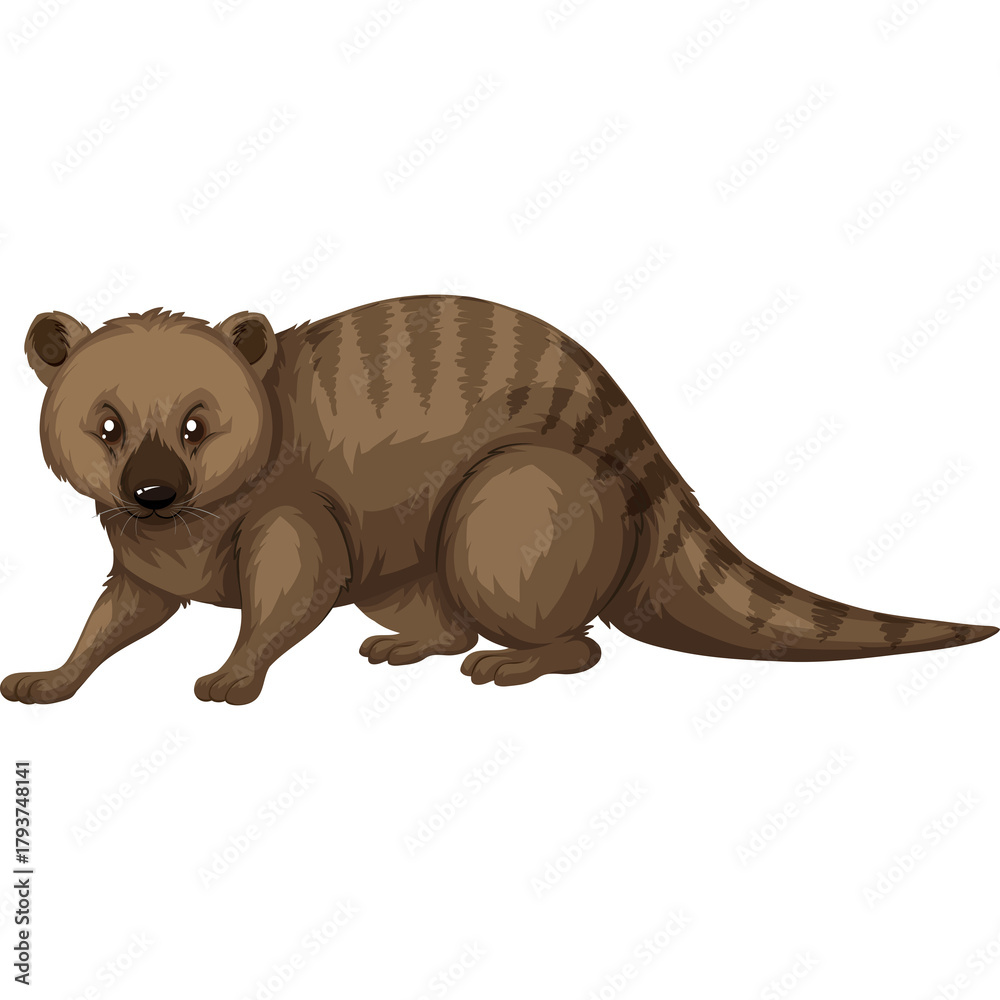 Obraz premium Pixel Art Illustration of a Small Mammal with Brown Fur and Striped Tail in a Low Resolution Style Isolated on a Transparent Background