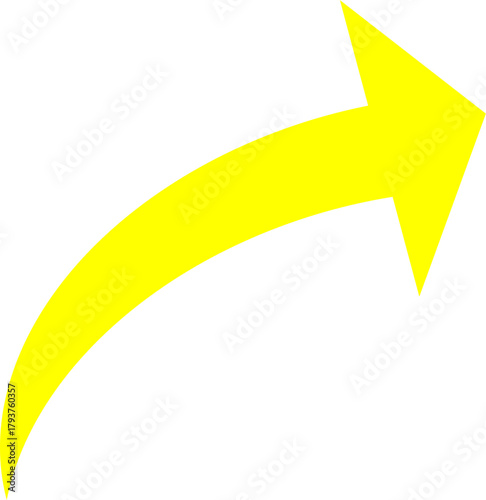 矢先短めシンプルで使いやすいカーブ矢印_黃