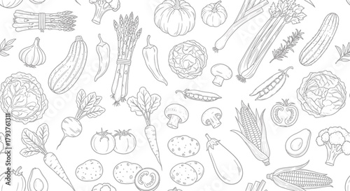 Illustration of handdrawn vegetables pattern