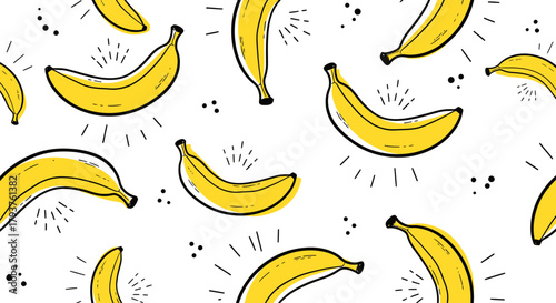 Illustration of seamless pattern of yellow bananas