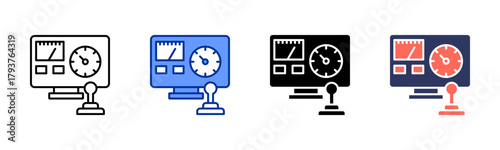 Production Control Panel icon set multiple style collection