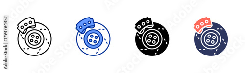 Brake Disc icon set multiple style collection