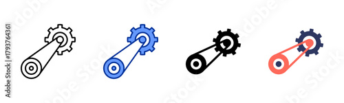 Transmission Belt icon set multiple style collection