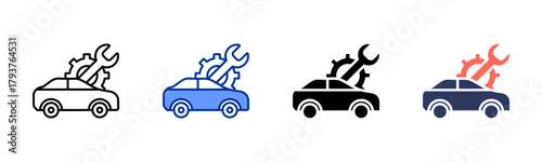 Automotive Maintenance Tool icon set multiple style collection