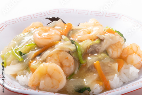 海老塩あんかけ丼（中華丼）