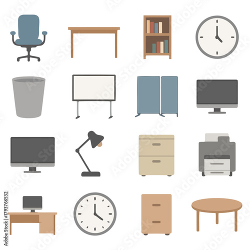 Office Essentials Collection: A comprehensive compilation of essential office items, artfully arranged to capture the essence of a productive and organized workspace.