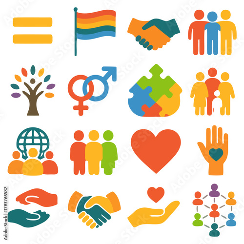 Community and Unity: A symbolic mosaic of equality, diversity, and togetherness, celebrating interconnectedness and shared values.