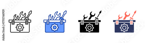 Workshop Toolbox icon set multiple style collection