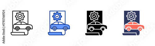 Auto Service Invoice icon set multiple style collection
