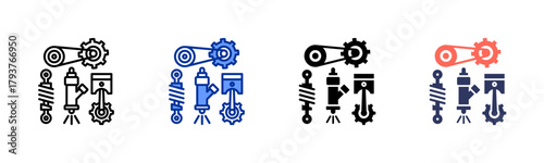 Car Spare Parts icon set multiple style collection