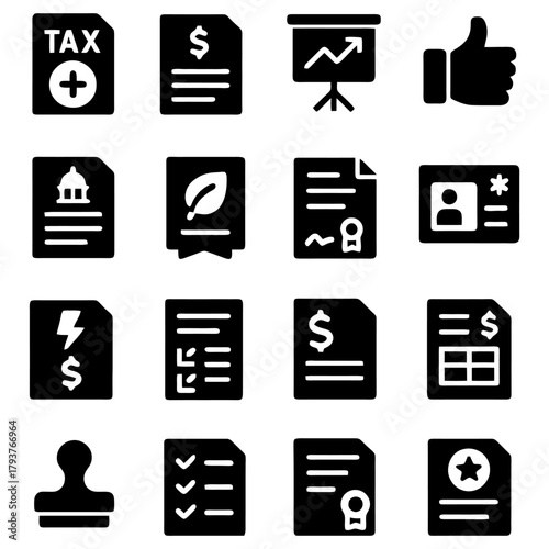 Icons of Daily life: A visually diverse collection of icons capturing essential elements from everyday existence and professional settings, symbolizing concepts relevant to work, finance.
