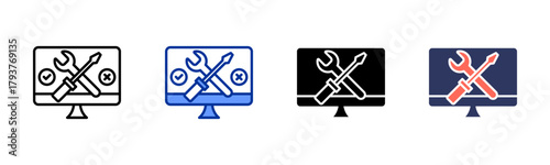 Testing Equipment icon set multiple style collection
