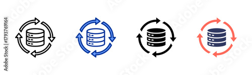 Data Center Cooling icon set multiple style collection