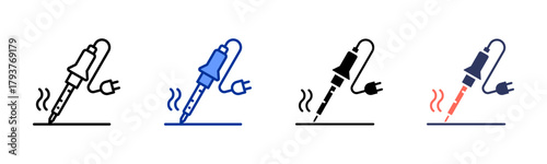 Soldering Station icon set multiple style collection