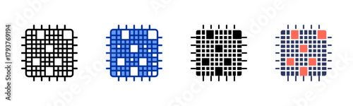 Semiconductor Wafer icon set multiple style collection