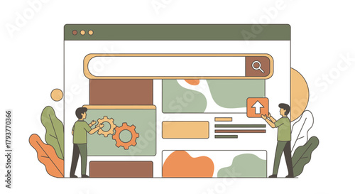 Website Interface Development Illustration in Flat Organic Style
