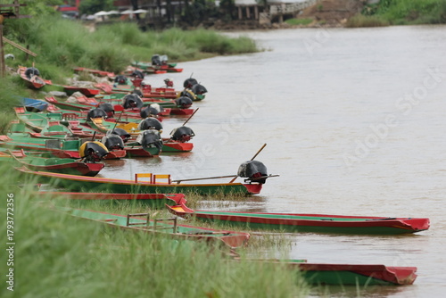 tourist boats  Nam Song river, Vang Vieng 