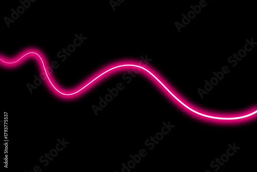 Abstract Luminous Pink Line Flow on Dark Background