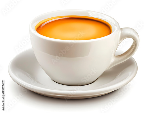 Wallpaper Mural White ceramic cup and saucer filled with a hot, dark espresso coffee, featuring a rich, golden crema Torontodigital.ca